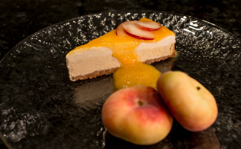 cheesecake with peach sauce